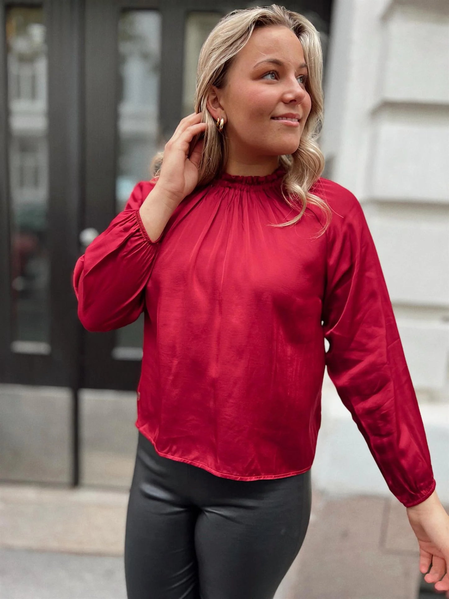 BLOUSE SMOCKNECK burgundy - Rah Oslo 424530