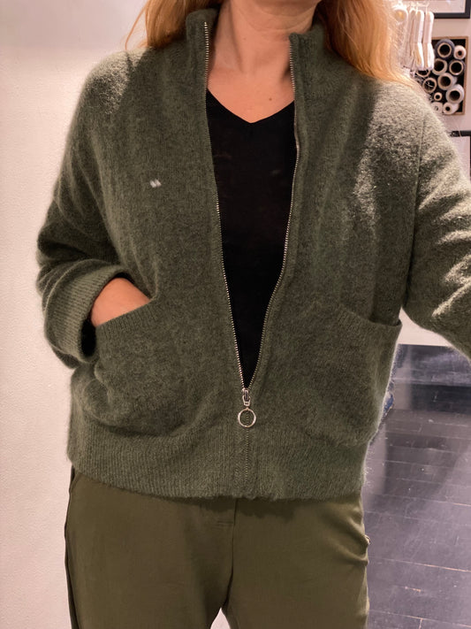 LOUISE CARDIGAN M ZIP green - Rah Oslo 324827