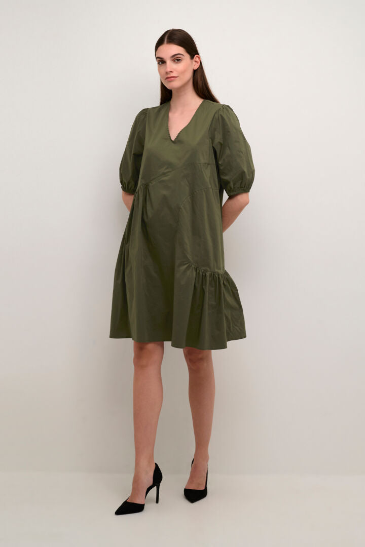 CUFREE ANTONIETT V-NECK DRESS burnt olive - Culture 50110887