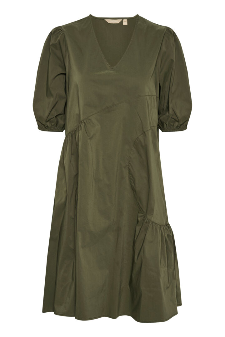 CUFREE ANTONIETT V-NECK DRESS burnt olive - Culture 50110887